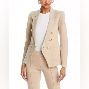 L'AGENCE Kenzie Metallic Knit Blazer & Ren Cropped Flare Pant Size M